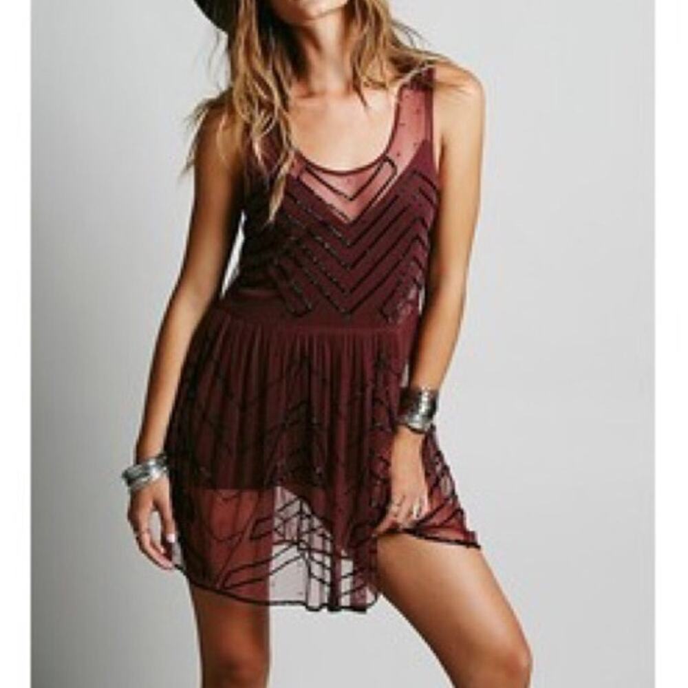 Free People Beaded Dress Layer Tunic Grunge Fairycore Festival Size XS/S